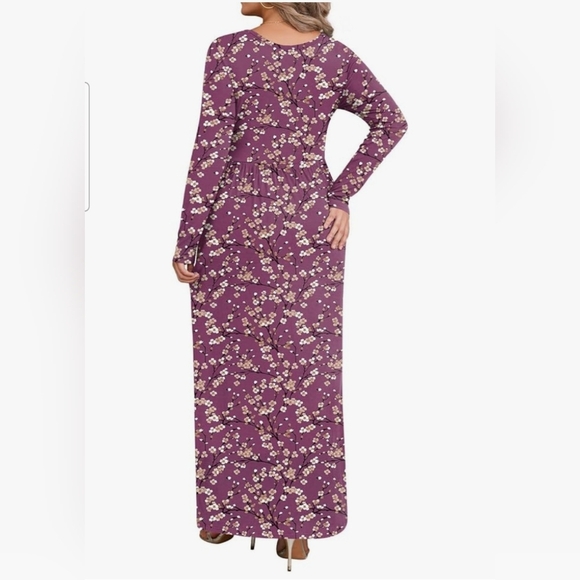 Plum Floral Plus Long Sleeve Maxi XL - Picture 10 of 10